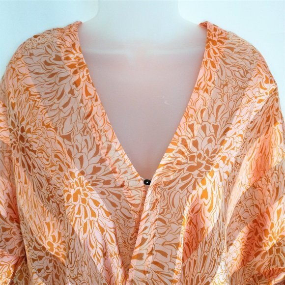 Floreat Anthropologie Silk Blend Size Small Floral Striped Hi Low Blouse - Picture 4 of 12